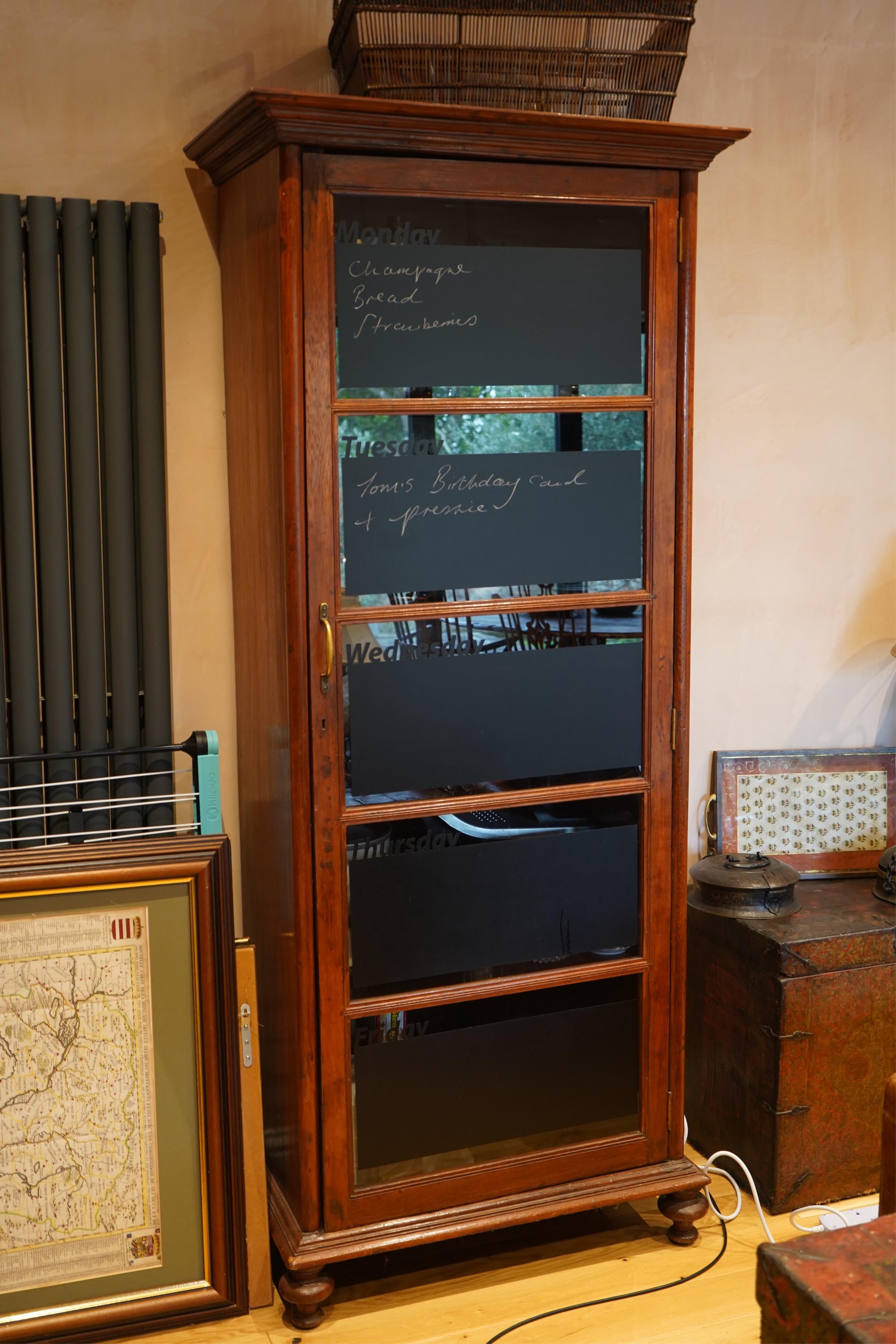 An Anglo Indian Italianate style teak tall cabinet, width 89cm, depth 51cm, height 209cm. Condition - good